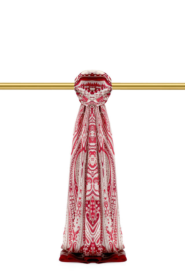 شال حرير سورا بنمط نيل بورجوندي - Bursa İpek