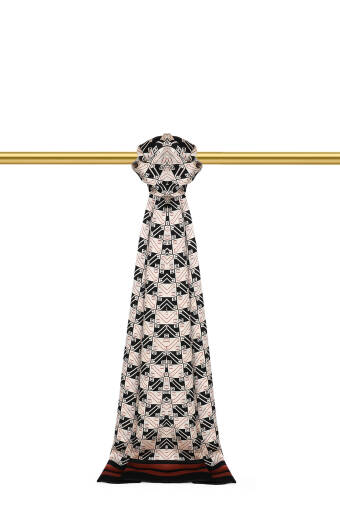 وشاح حريري رجالي منقوش باللون الأسود 