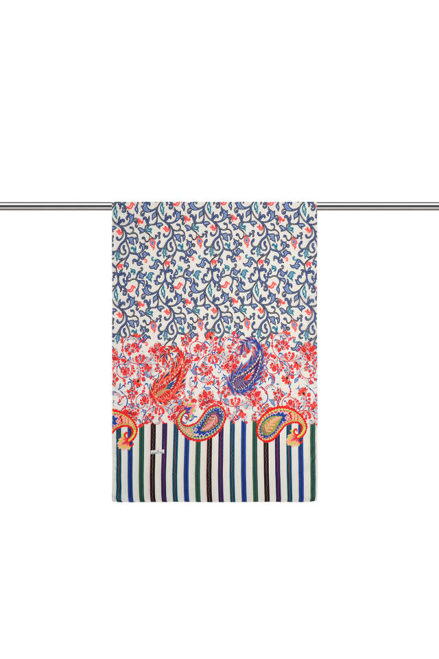 شال ناعم بنقشة اللبلاب الكريمي - 2