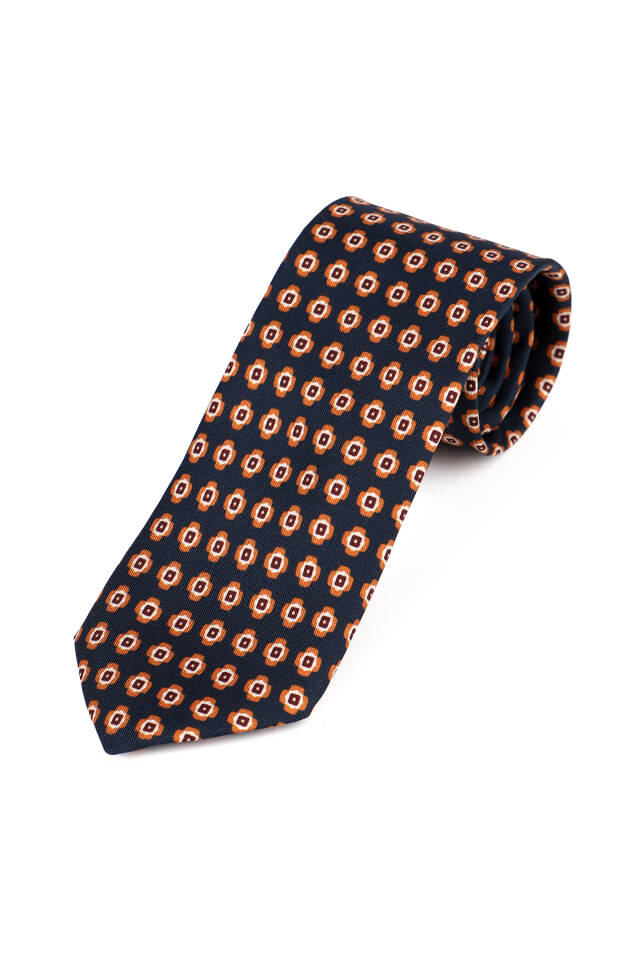 مجموعة ربطات عنق حريرية منقوشة باللون الأزرق الداكن - 2