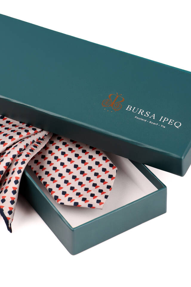 مجموعة ربطات عنق حريرية منقوشة باللون البيج - 3