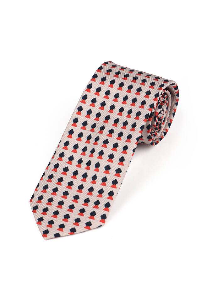 مجموعة ربطات عنق حريرية منقوشة باللون البيج - 2