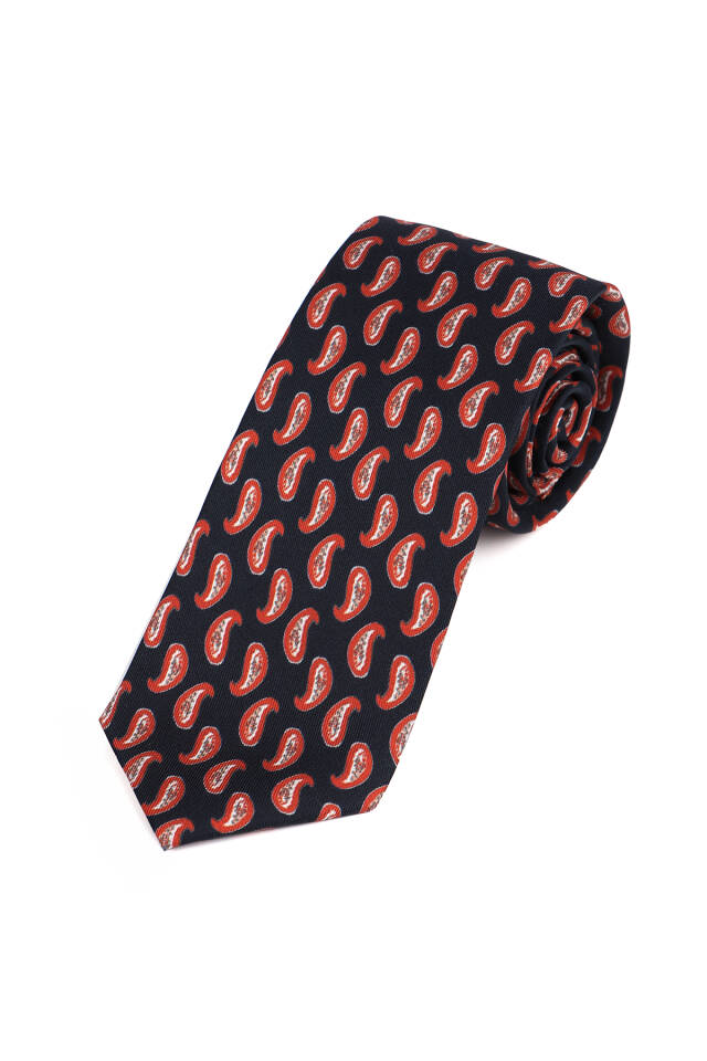 مجموعة ربطات عنق حريرية منقوشة باللون الأزرق الداكن - 2