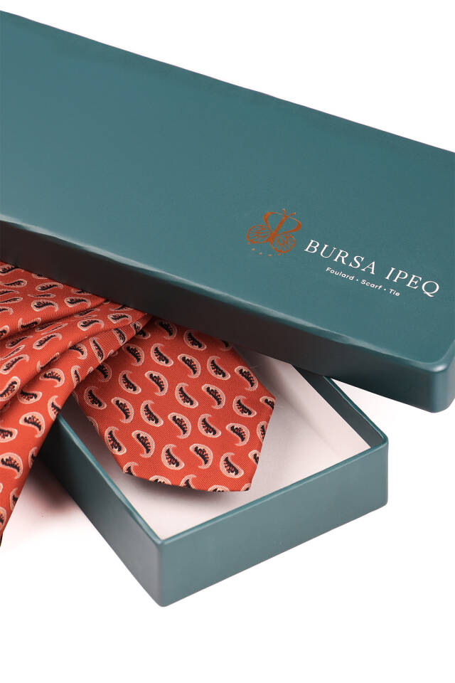 مجموعة ربطات عنق حريرية منقوشة باللون العنابي - 3