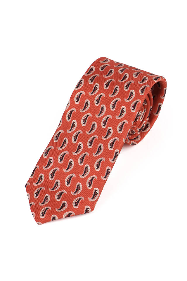 مجموعة ربطات عنق حريرية منقوشة باللون العنابي - 2