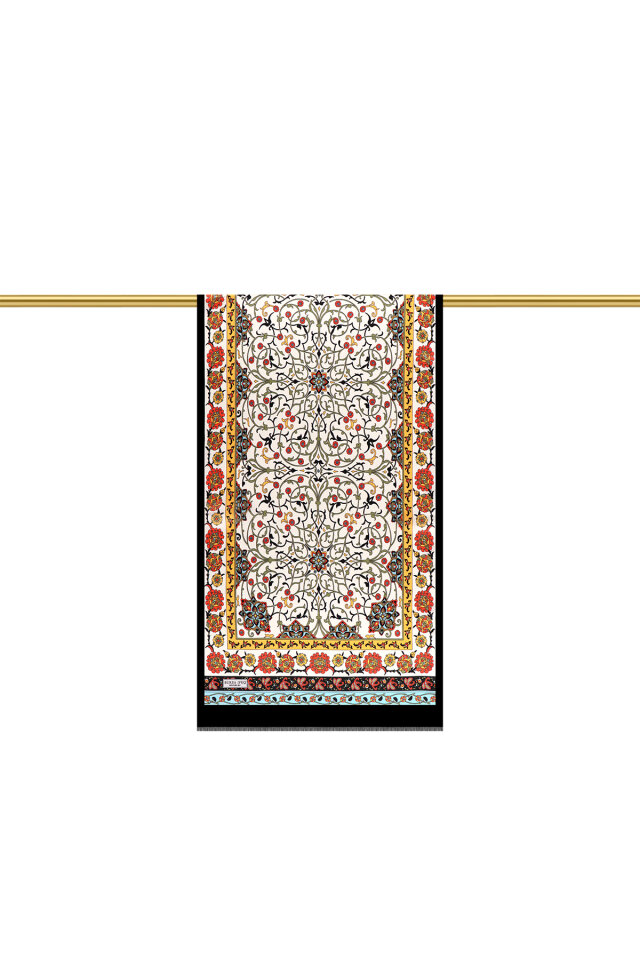 وشاح حريري ضيق بنقشة اللبلاب الأسود - 3