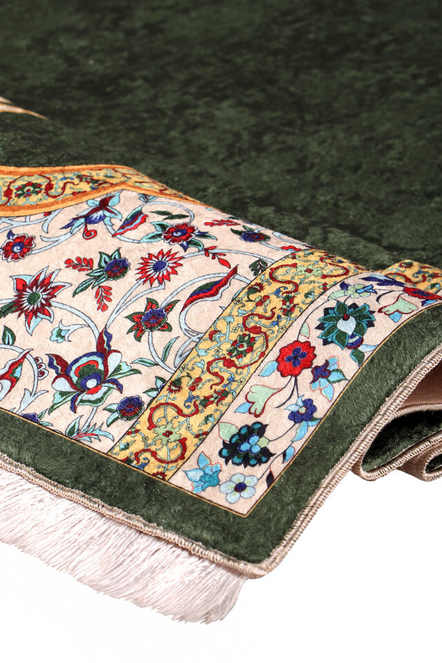 سجادة صلاة مخملية إسفنجية بلون كاكي - 2