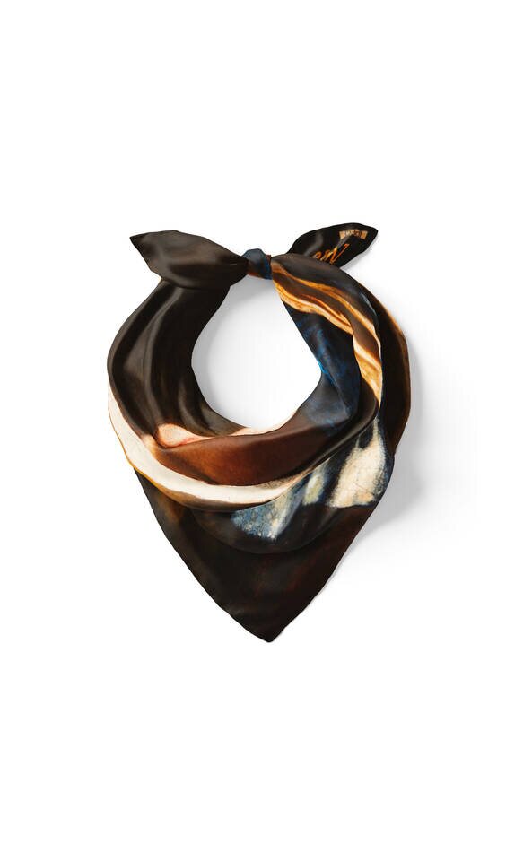 قرط لؤلؤي بني بنمط بناتي حرير جيب مربع - 2