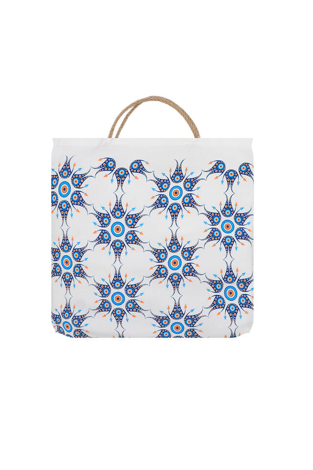 رداء حمام بنمط عين الشر الصغيرة المطبوع باللون الفيروزي الذهبي - 4