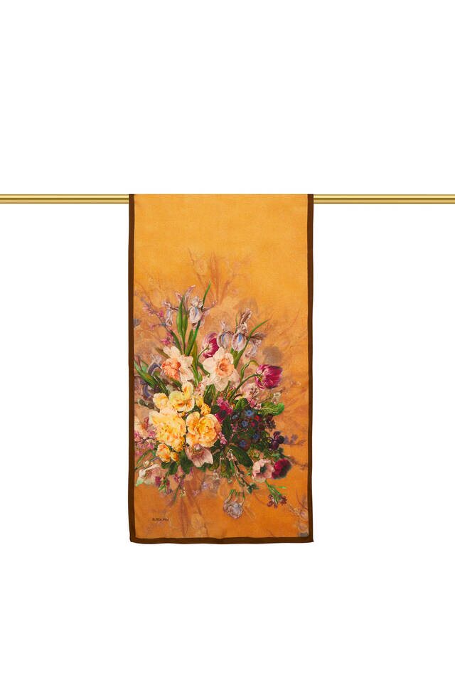 فولار من الحرير الضيق بنقشة الزهور - 2