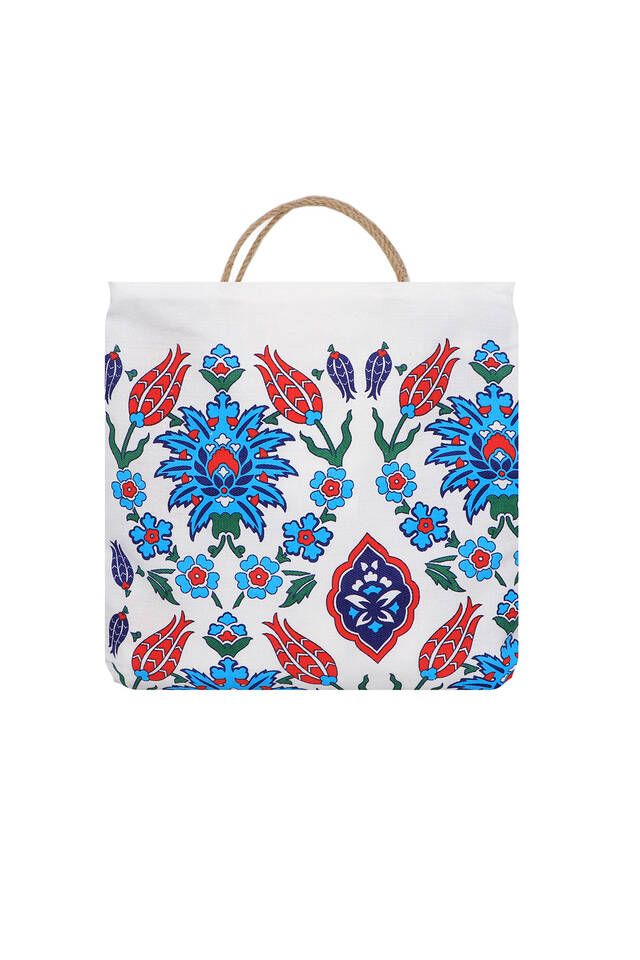 روب حمام بنمط قرنفل أحمر فيروزي مطبوع - 4