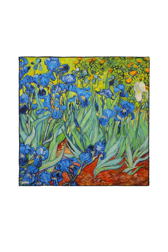 مربع جيب حرير بنمط قزحية خضراء - Bursa İpek