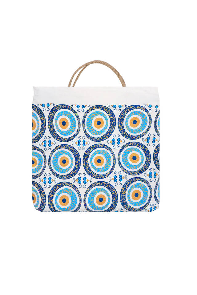 رداء حمام بنمط عين الشر كبير مطبع باللون الفيروزي الذهبي - 4