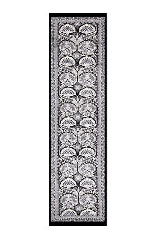 فولار من الحرير الضيق على شكل طاووس أسود رمادي - Thumbnail