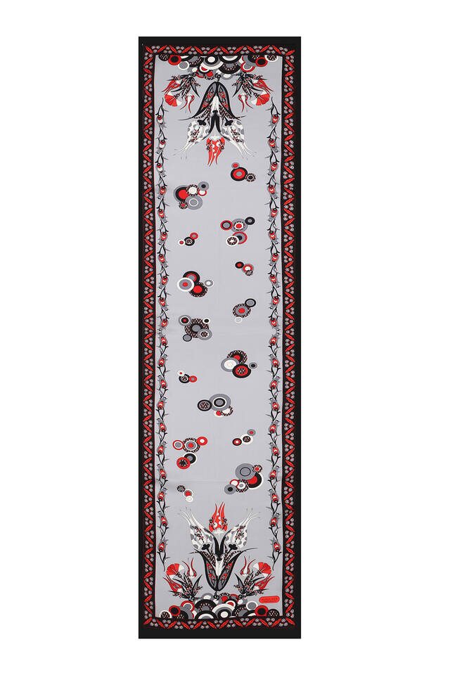 فولارد سينتماني من الحرير الضيق باللون الرمادي والأحمر - 4