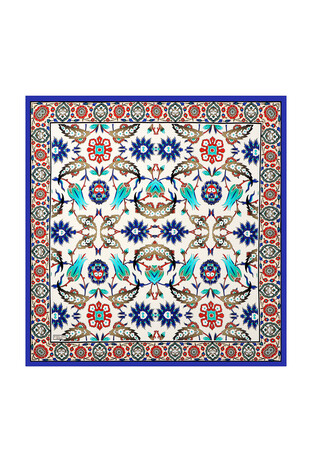 وشاح مربع من الحرير بنمط Efes من ساكس كريم - Thumbnail