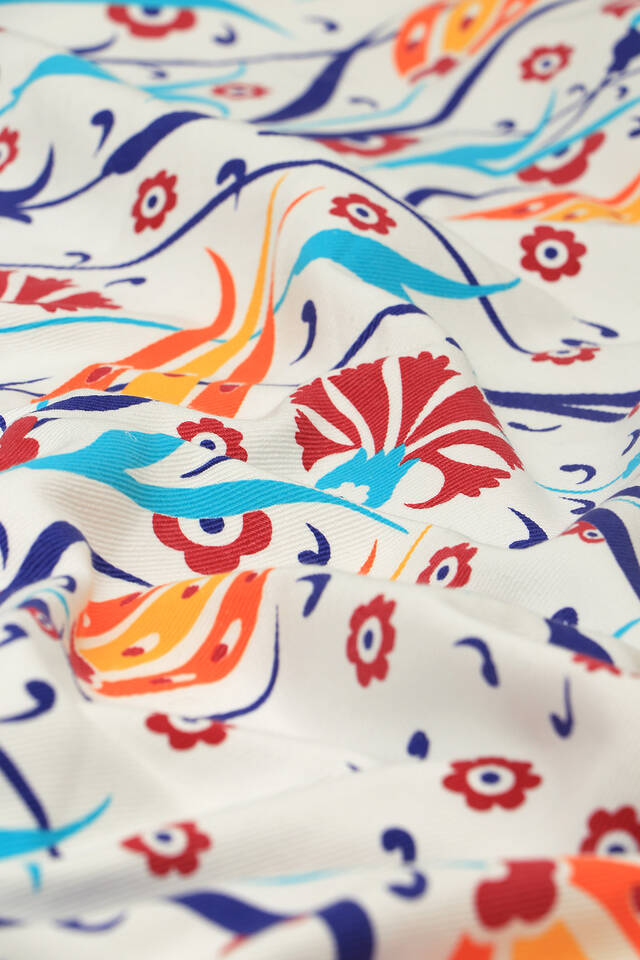 أصفر أحمر مطبوع بنمط توليب بيشتيمال - 3