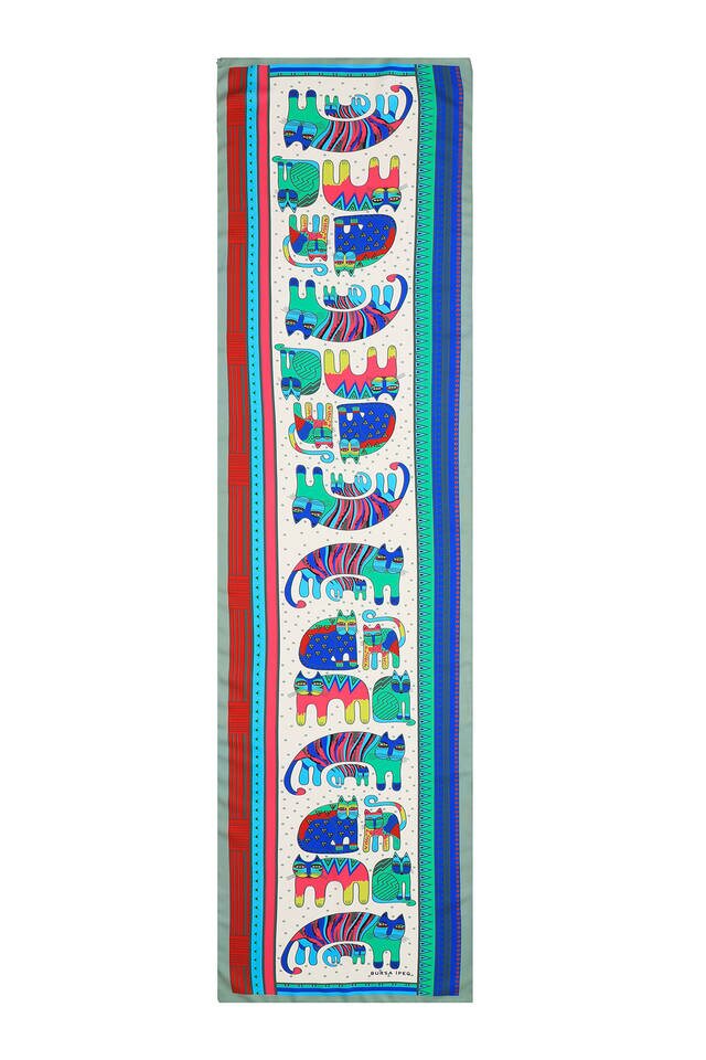 فولار حريري منقوش بالنعناع بينيتون - 4