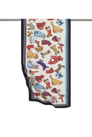 أحمر أصفر منقوش حريري الفولار 