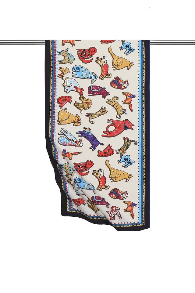 أحمر أصفر منقوش حريري الفولار - 1