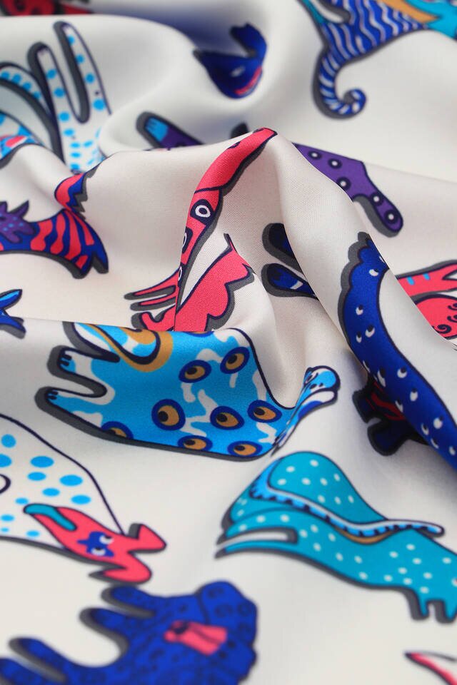 فولار ساكس فوشيا حريري منقوش - 3