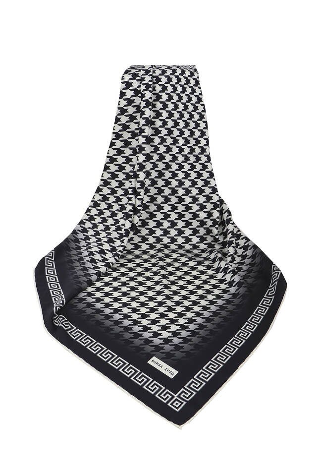 وشاح مربع حرير كروبار أسود إكرو - 3