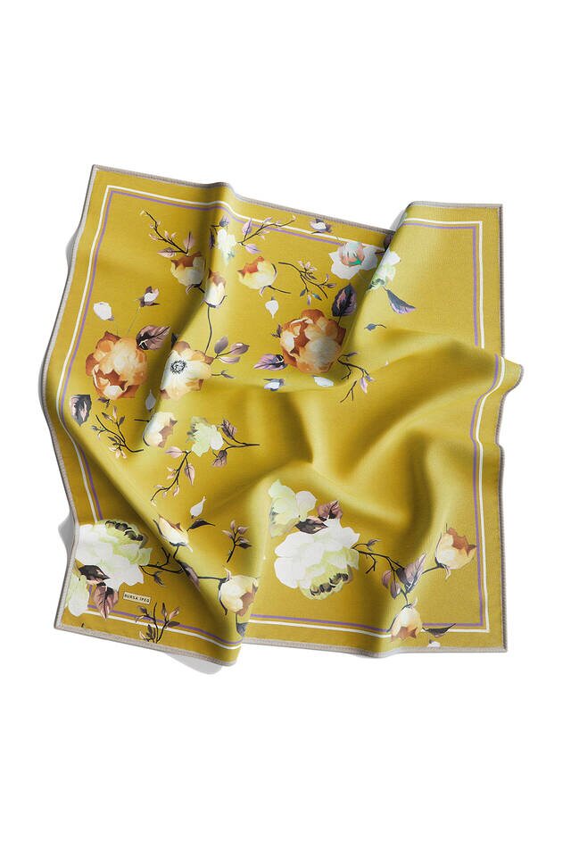 وشاح من نسيج قطني طويل من الحرير باللون الأخضر الزيتي - 4