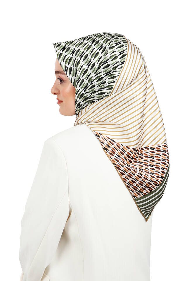 وشاح مربع حرير سورا أخضر دروب - 2