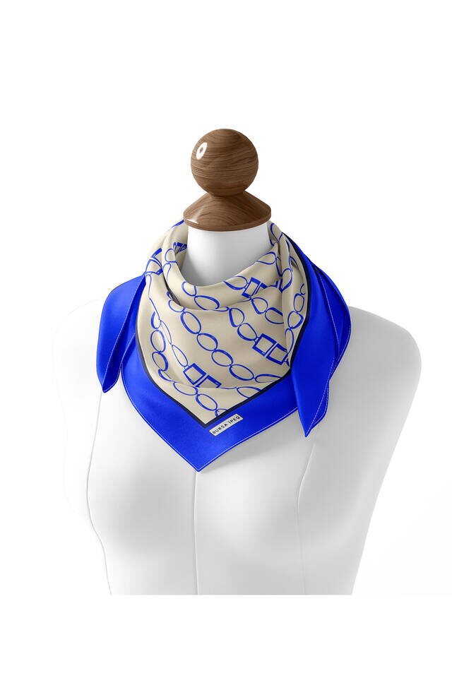 وشاح مربع من الحرير بتصميم سلسلة - 3