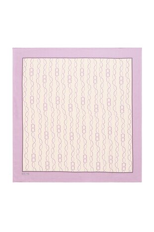 وشاح مربع حرير من التويل بنمط سلسلة أرجواني 