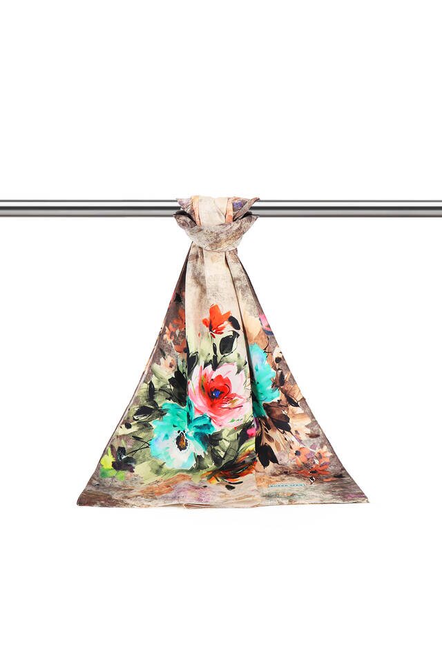 فولار حريري زهرة بنية - 3