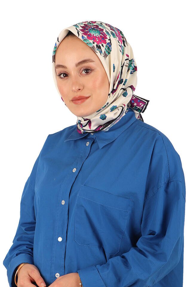 الأرجواني توليب نمط الحرير وشاح مربع - 2