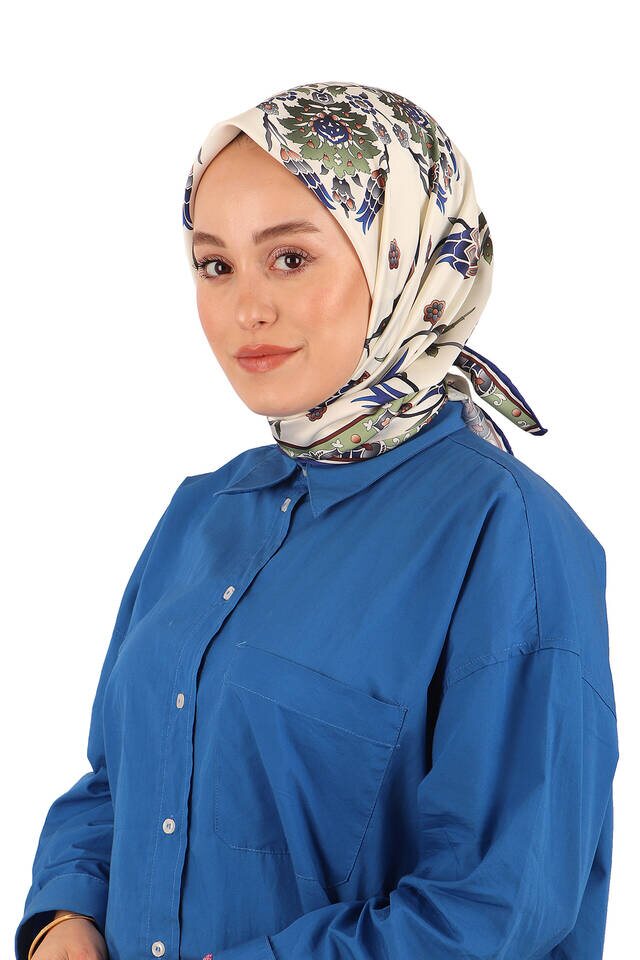 الكاكي توليب نمط حريري وشاح مربع - 2