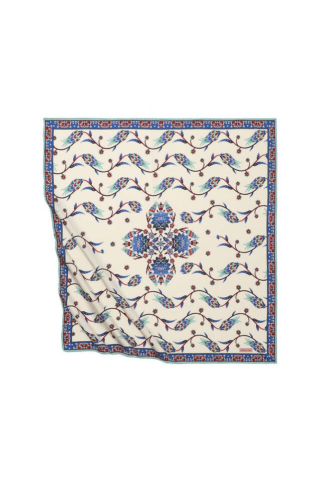 النعناع الخط توليب نمط حريري وشاح مربع 