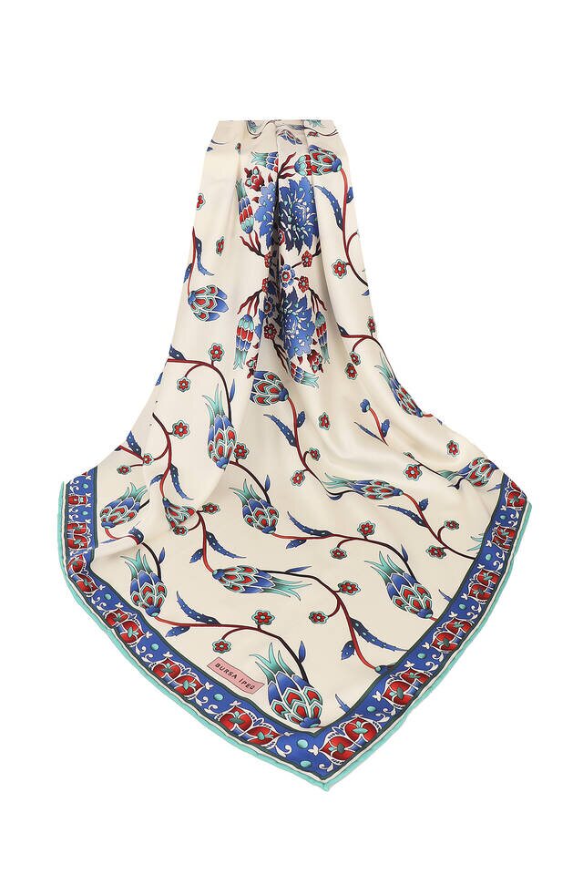 النعناع الخط توليب نمط حريري وشاح مربع - 3