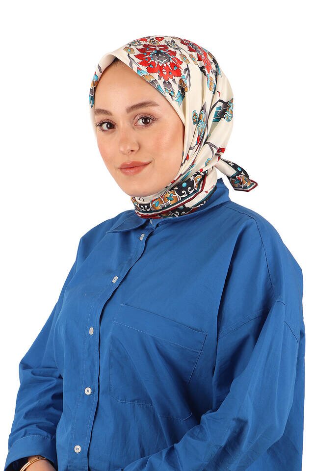 كلاريت صف أحمر توليب وشاح حريري مربع - 2