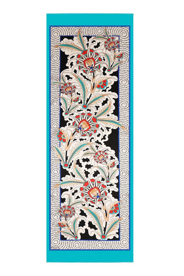 فولارد من الحرير بنمط القرن الذهبي الفيروزي - 4