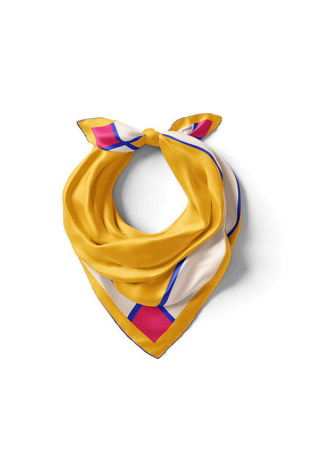 مربع جيب حريري عادي بحدود واسعة باللون الأصفر - 2