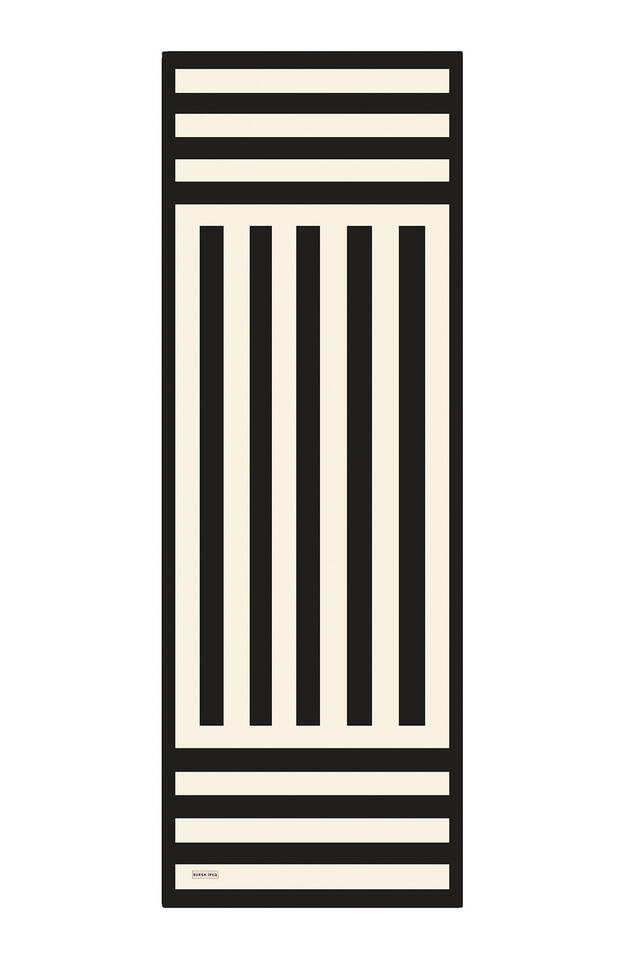 وشاح حريري منسوج بنمط شريطي أسود - 4