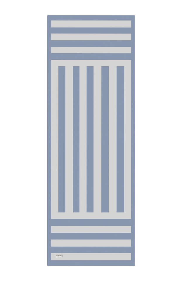 وشاح حريري من نسيج قطني طويل بنمط مخطط باللون النيلي - 4