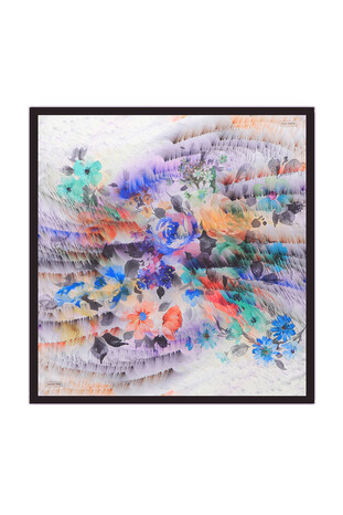 وشاح مربع ناعم بنمط زهرة الليلك 