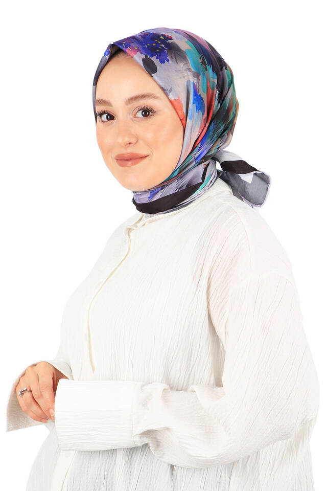 وشاح مربع ناعم بنمط زهرة الليلك - 2