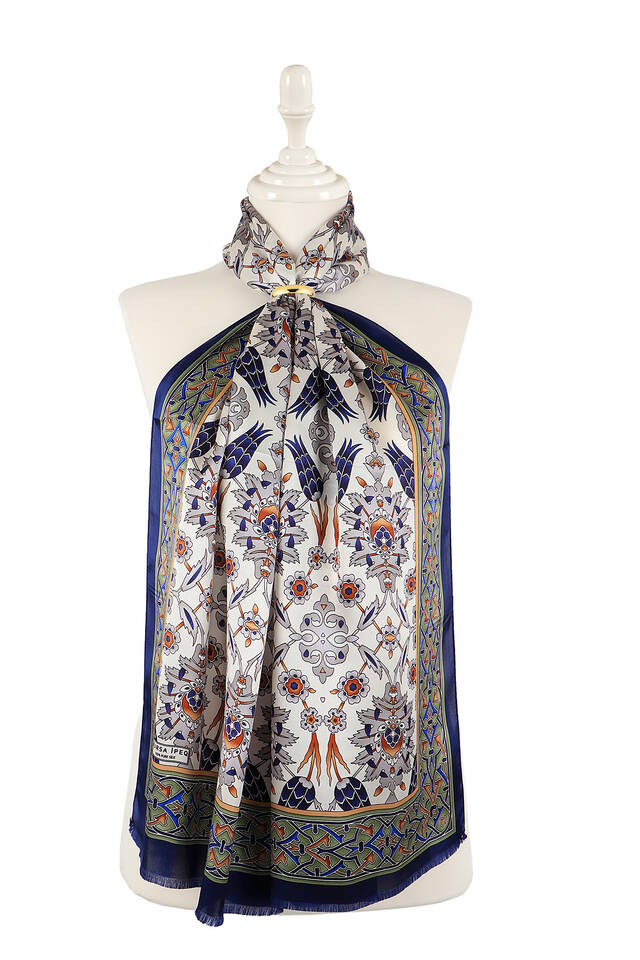 الأزرق الداكن البلاط الرمادي فولارد الحرير توليب 