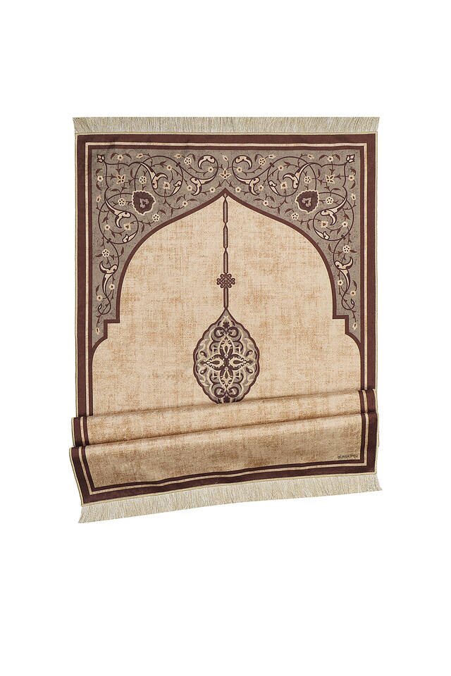 سجادة صلاة من المخمل البني - 4