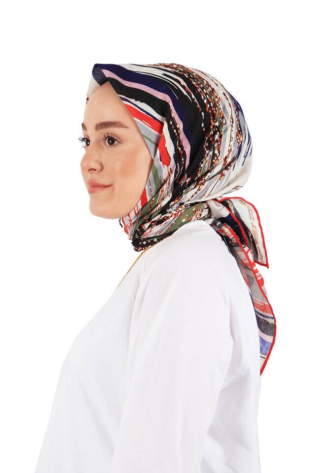 وشاح مربع ناعم بنمط فرشاة رمادي - 2