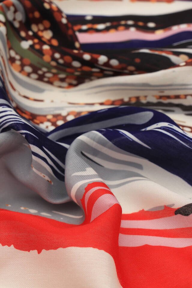 وشاح مربع ناعم بنمط فرشاة رمادي - 3