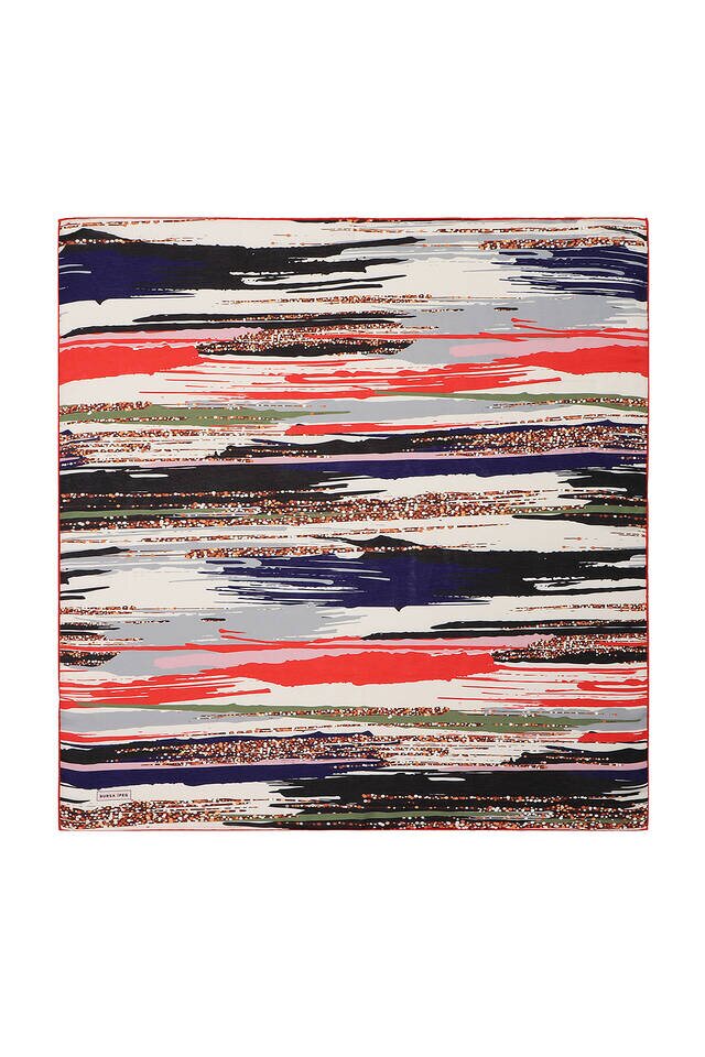 وشاح مربع ناعم بنمط فرشاة رمادي - Bursa İpek