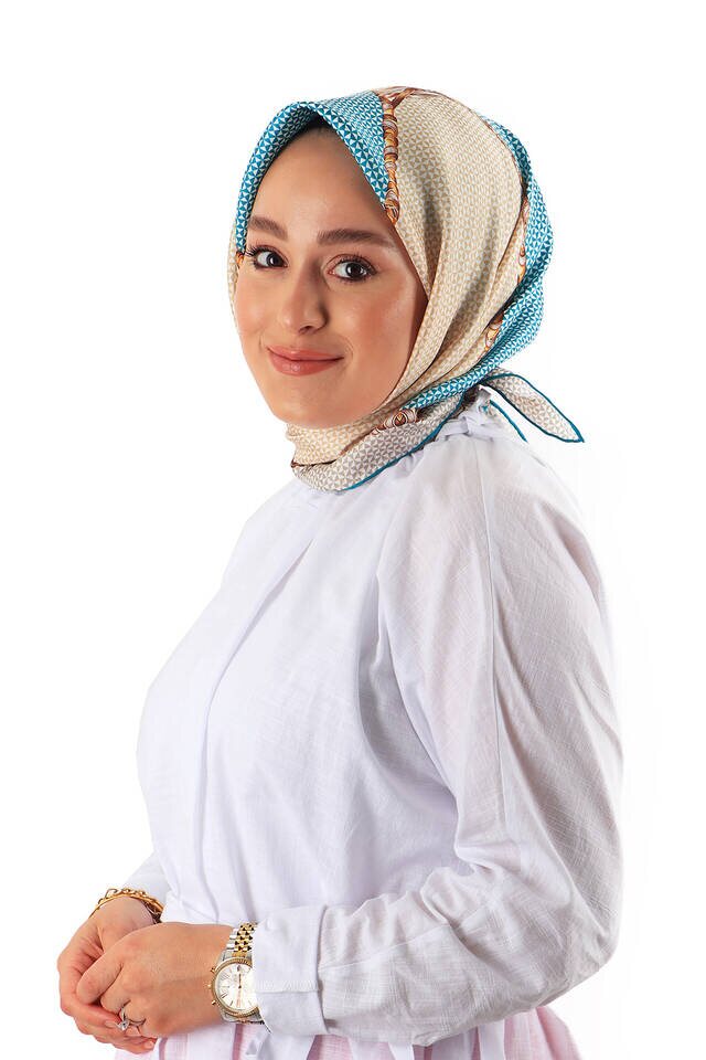 وشاح مربع من نسيج التويل الحريري بنقشة النعناع النعناع - 2