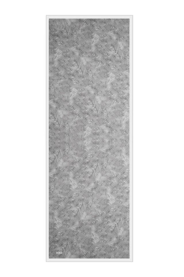 وشاح حريري بنمط فرشاة رمادي - 4