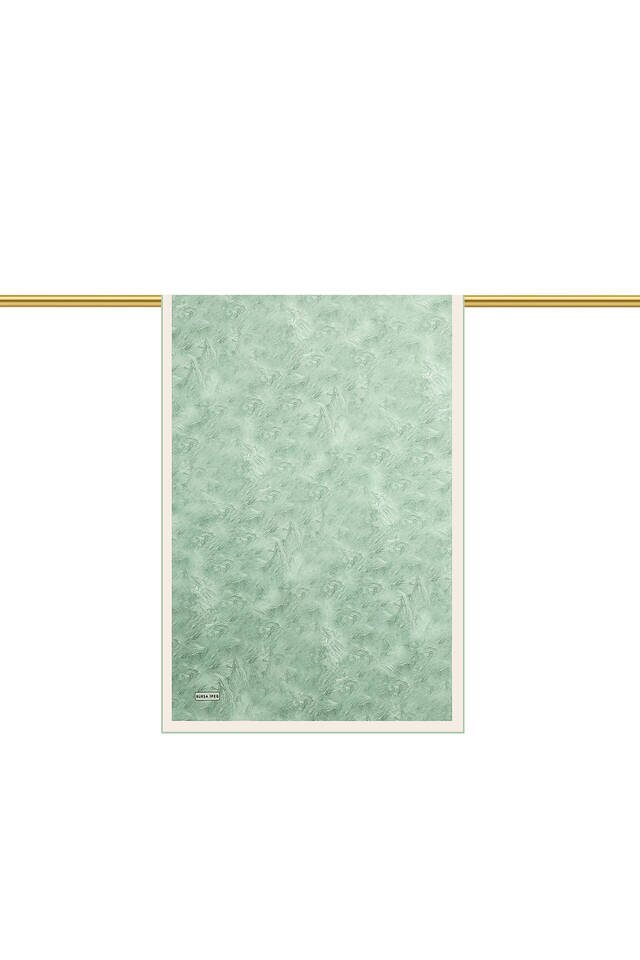 وشاح حريري بنمط فرشاة مائية باللون الأخضر - 2